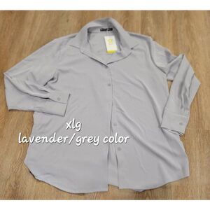 Women's dress shirt nwt casual exlg lavender Grey long sleeve